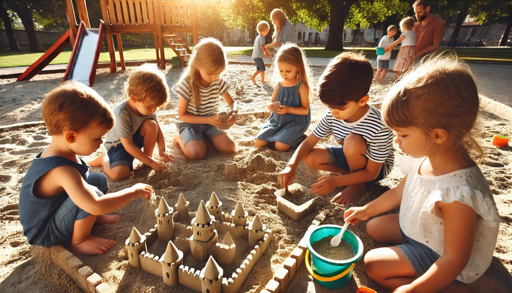 Bambini che giocano nell'area giochi